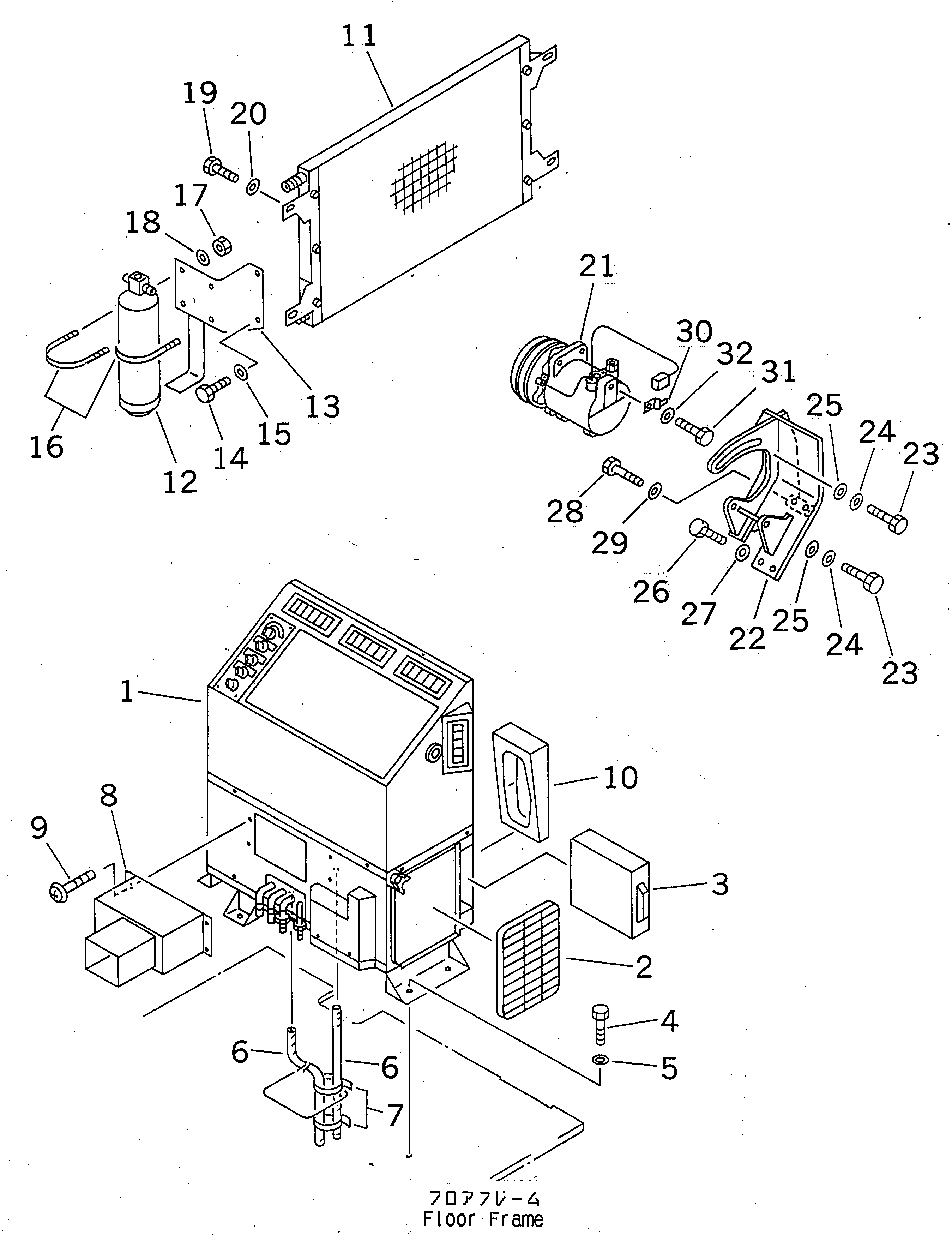 Komatsu parts book diagram for PC450LC-6Z S/N 10001-UP: AIR CONDITIONER (UNIT)(#10156-10208)