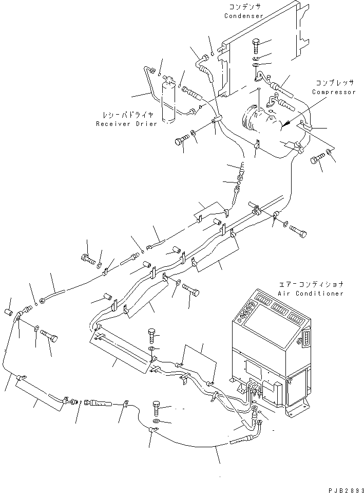 Komatsu parts book diagram for PC450LC-6Z S/N 10001-UP: AIR CONDITIONER (COOLING LINES)(#10156-11999)