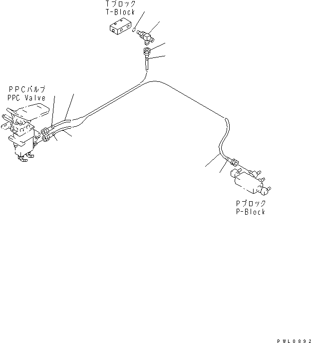 Komatsu parts book diagram for PC450LC-6Z S/N 10001-UP: PPC TRAVEL LINE (1 ACTUATOR) (KIT)(#12001-12103)