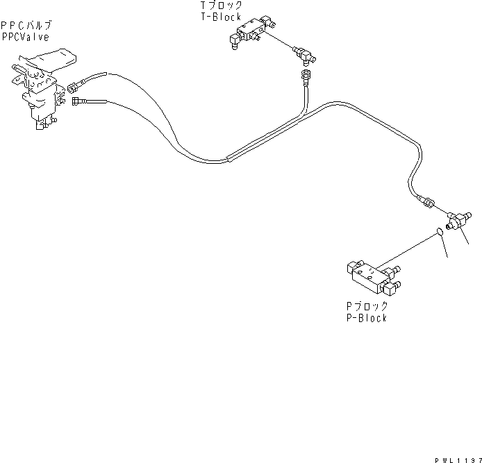 Komatsu parts book diagram for PC450LC-6Z S/N 10001-UP: PPC WORK LINE (1 ACTUATOR) (KIT)(#10001-11999)