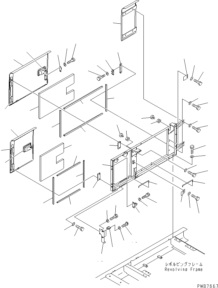 Komatsu parts book diagram for PC450LC-6Z S/N 10001-UP: RIGHT SIDE DOOR (MACHINE CAB)(#12001-12143)