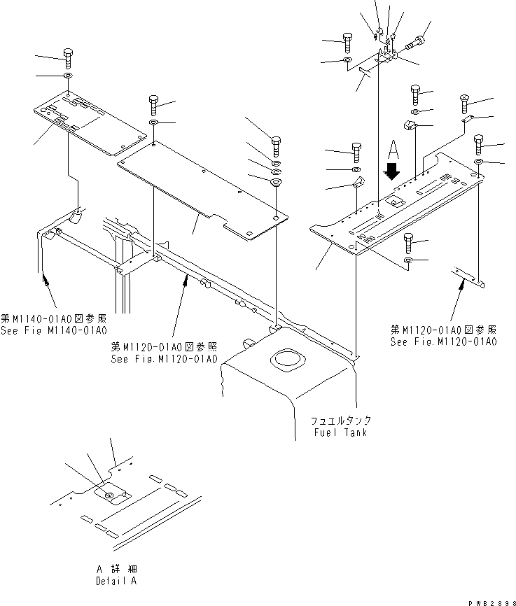 Komatsu parts book diagram for PC450LC-6Z S/N 10001-UP: COVER (UPPER) (MACHINE CAB) (FOR ADDITIONAL PIPING)(#10001-11999)