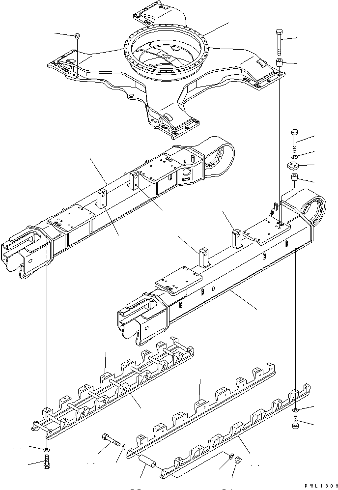 Komatsu parts book diagram for PC450LC-6Z S/N 10001-UP: TRACK FRAME (VARIABLE GAUGE) (FULL ROLLER GUARD) (FOR UNDER COVER)(#12144-)