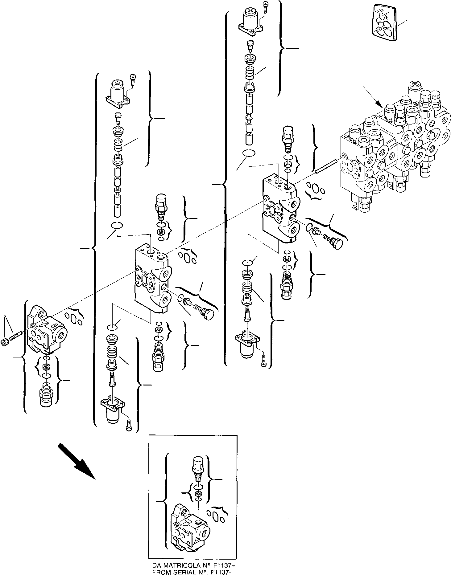 Excavators Komatsu / PC45-1 S/N F1001-Up(pc45_1) / 7-SPOOL CONTROL VALVE (1/3)(G-0070 : 6201)