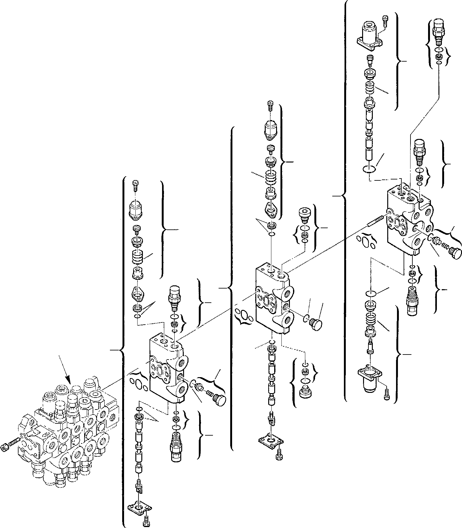 Excavators Komatsu / PC45-1 S/N F1001-Up(pc45_1) / 7-SPOOL CONTROL VALVE (3/3)(G-0090 : 6203)