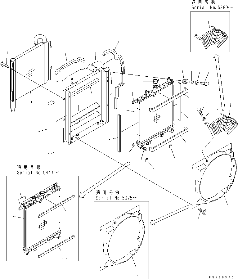 Komatsu parts book diagram for PC45R-8 S/N 5001-UP: COOLING (RADIATOR AND OIL COOLER)(#5001-5829)