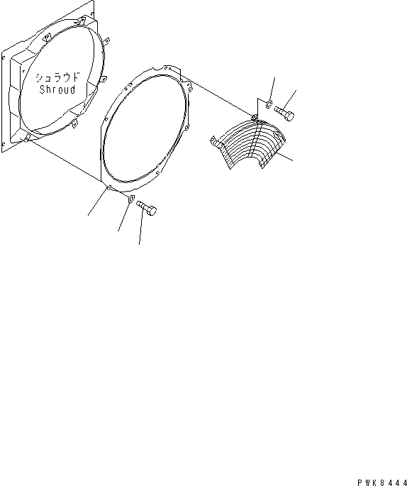 Komatsu parts book diagram for PC45R-8 S/N 5001-UP: COOLING (PLATE AND FAN GUARD)(#5830-)