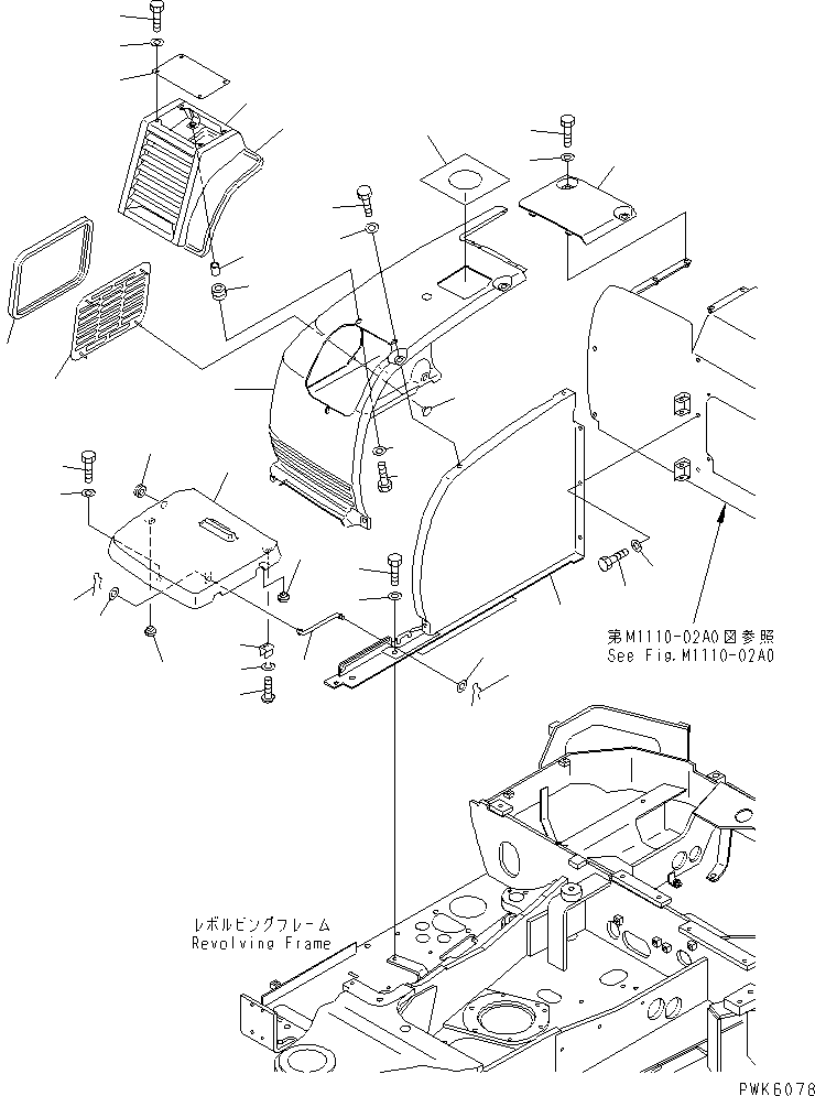 Komatsu parts book diagram for PC45R-8 S/N 5001-UP: FRONT COVER (FOR AIR CON)