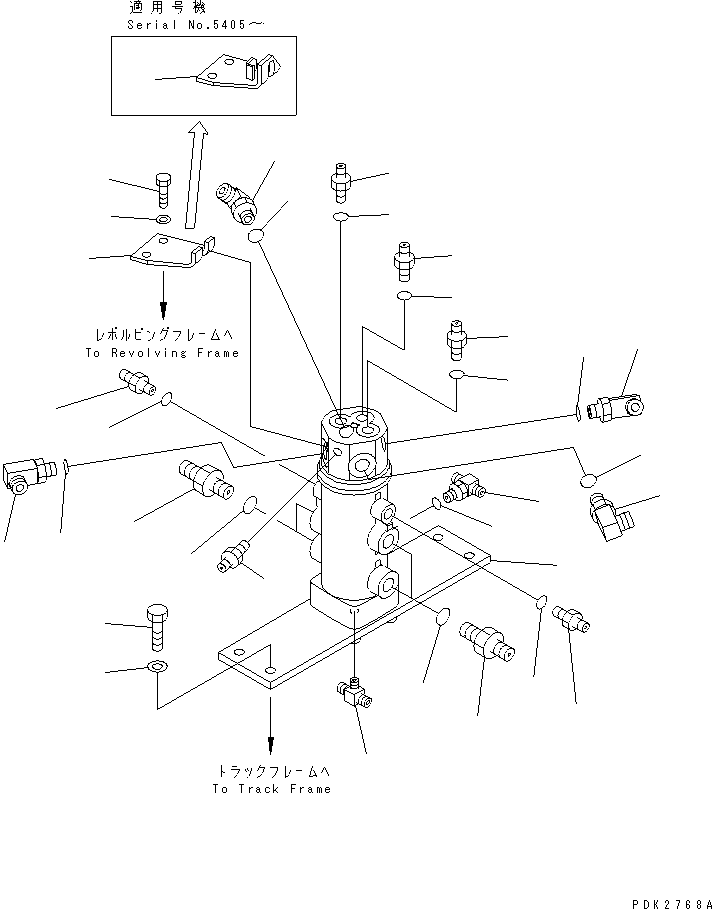 Komatsu parts book diagram for PC45R-8 S/N 5001-UP: SWIVEL JOINT (MOUNTING PART)