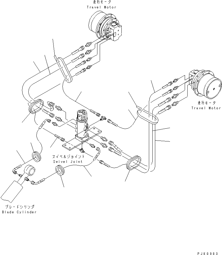 Komatsu parts book diagram for PC45R-8 S/N 5001-UP: HYDRAULIC LINE (LOWER)