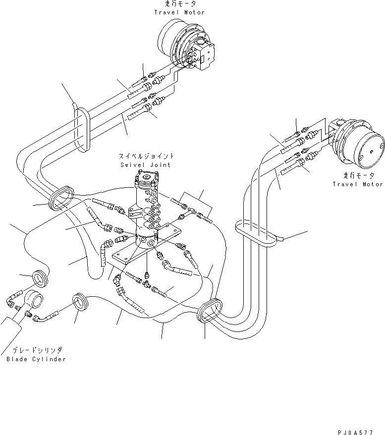 Komatsu parts book diagram for PC45R-8 S/N 5001-UP: HYDRAULIC LINE (LOWER) (FOR PAT)