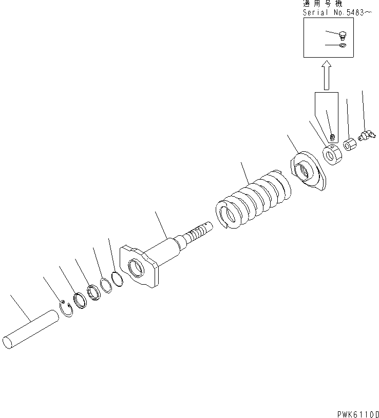 Komatsu parts book diagram for PC45R-8 S/N 5001-UP: IDLER CUSHION (FOR RUBBER SHOE)