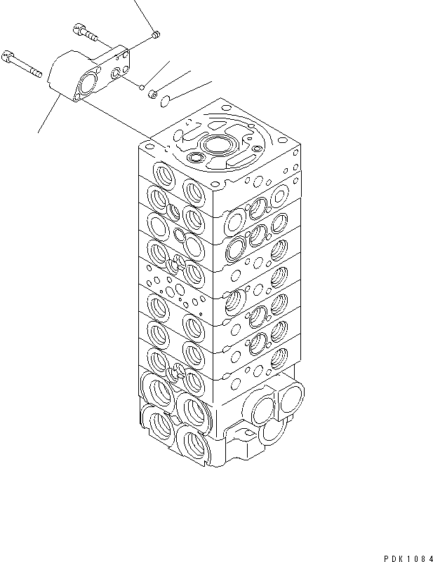 Komatsu parts book diagram for PC45R-8 S/N 5001-UP: MAIN VALVE (8-VALVE) (5/15)