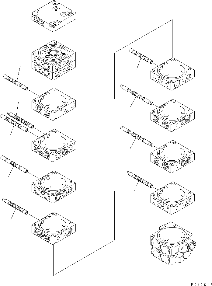 Komatsu parts book diagram for PC45R-8 S/N 5001-UP: MAIN VALVE (10-VALVE) (3/17)