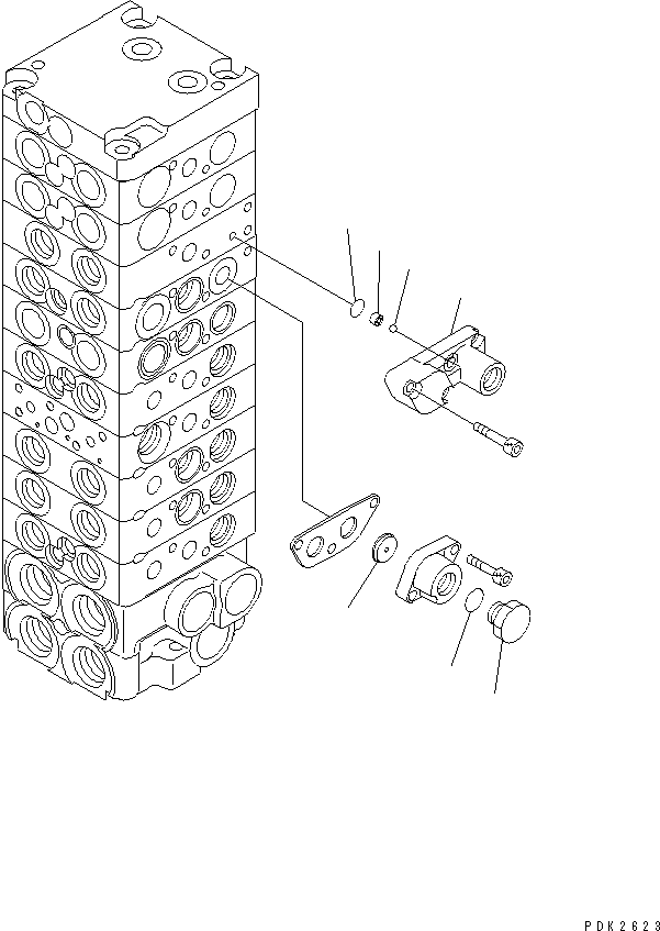 Komatsu parts book diagram for PC45R-8 S/N 5001-UP: MAIN VALVE (10-VALVE) (8/19)