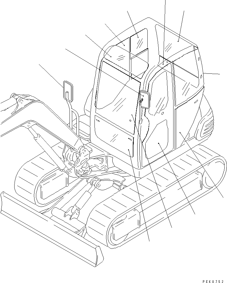Komatsu parts book diagram for PC45R-8 S/N 5001-UP: GLASS AND REAR VIEW MIRROR