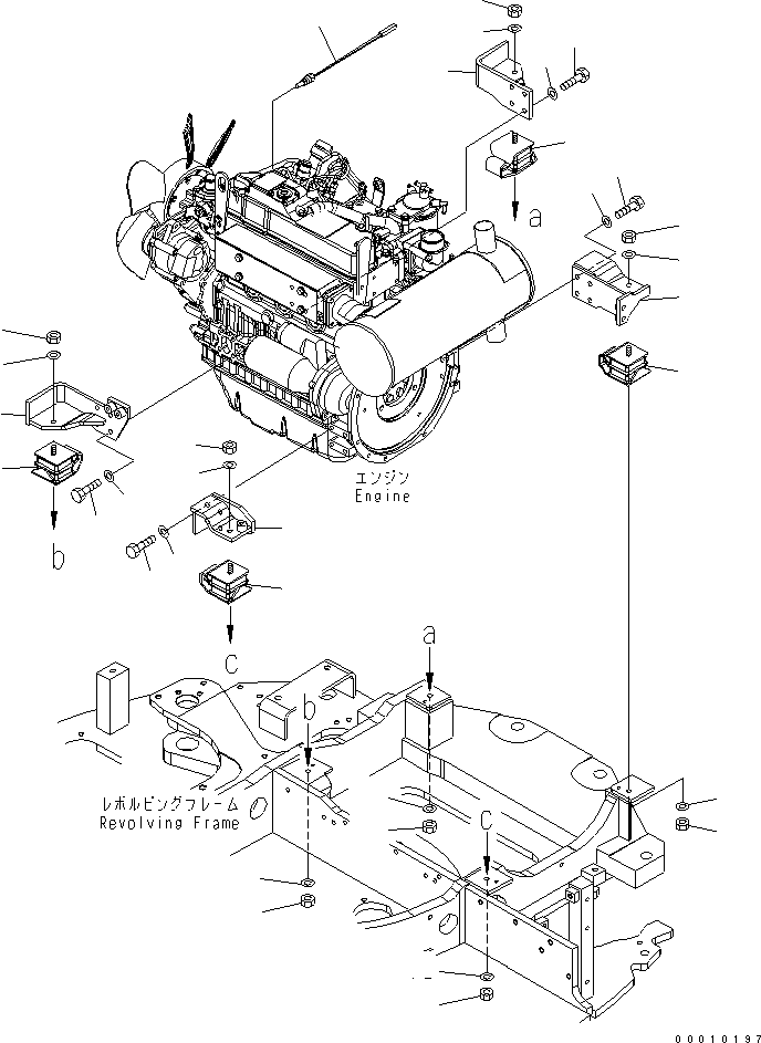 Komatsu parts book diagram for PC50MR-2 S/N 5001-UP (For North America): ENGINE MOUNTING PARTS