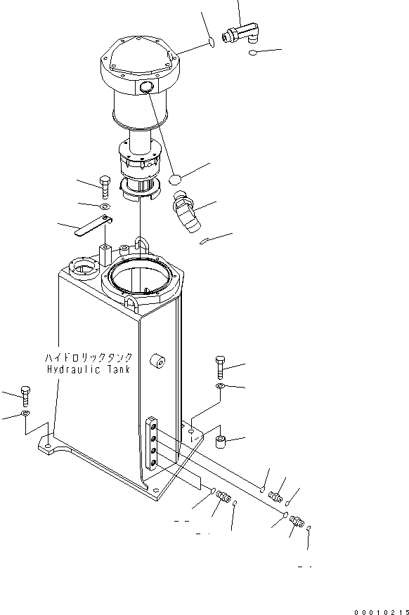 Komatsu parts book diagram for PC50MR-2 S/N 5001-UP (For North America): HYDRAULIC TANK (ELBOW AND MOUNTING PARTS)