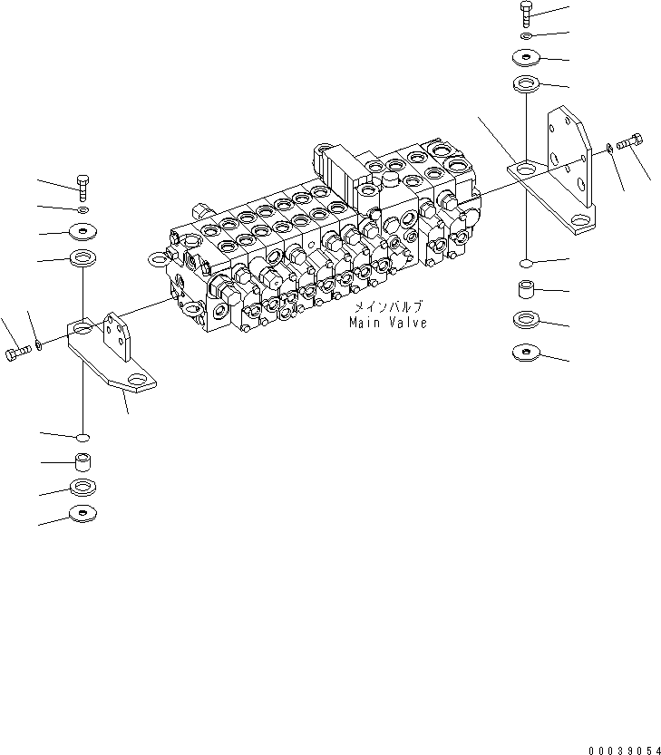 Komatsu parts book diagram for PC50MR-2 S/N 5001-UP (For North America): MAIN VALVE (BRACKET) (FOR POWER ANGLE BLADE)
