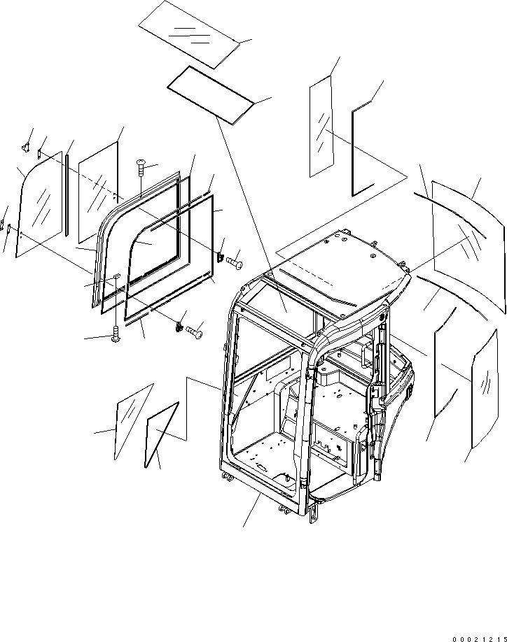 Komatsu parts book diagram for PC50MR-2 S/N 5001-UP (For North America): OPERATOR'S CAB (1/8) (WINDOW)(#5001-5226)
