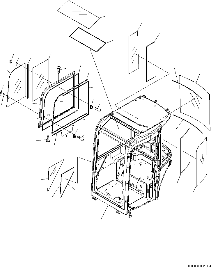 Komatsu parts book diagram for PC50MR-2 S/N 5001-UP (For North America): OPERATOR'S CAB (1/8) (WINDOW)(#5527-)