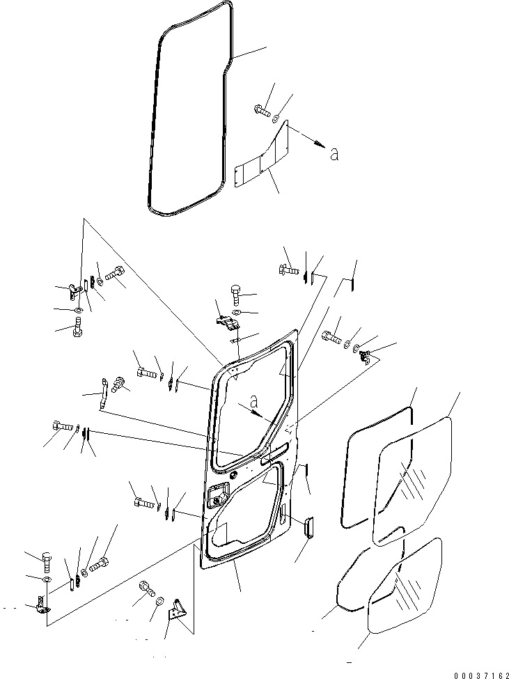 Komatsu parts book diagram for PC50MR-2 S/N 5001-UP (For North America): OPERATOR'S CAB (4/8) (DOOR) (1/2)(#5771-)