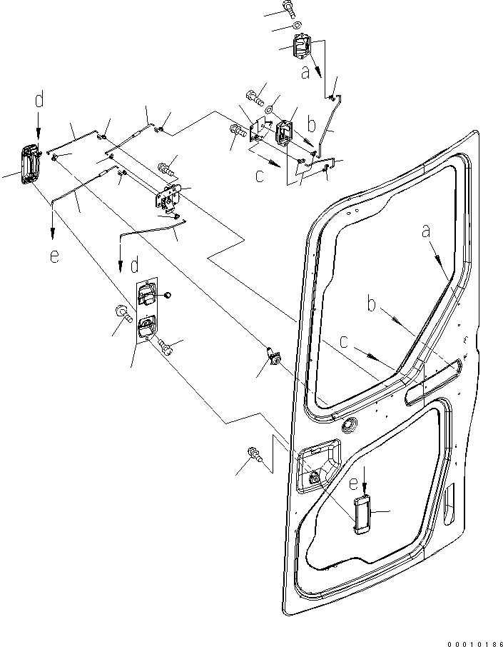Komatsu parts book diagram for PC50MR-2 S/N 5001-UP (For North America): OPERATOR'S CAB (5/8) (DOOR) (2/2)(#5001-5770)