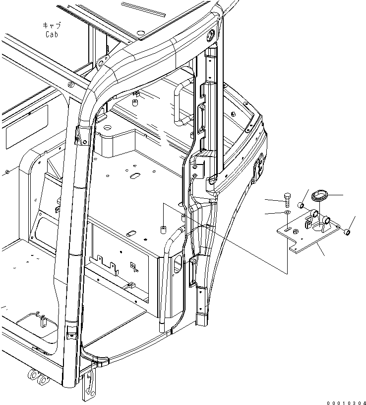 Komatsu parts book diagram for PC50MR-2 S/N 5001-UP (For North America): OPERATOR'S CAB (BASE)