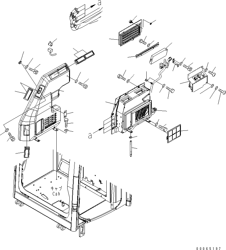 Komatsu parts book diagram for PC50MR-2 S/N 5001-UP (For North America): OPERATOR'S CAB (AIR CON)