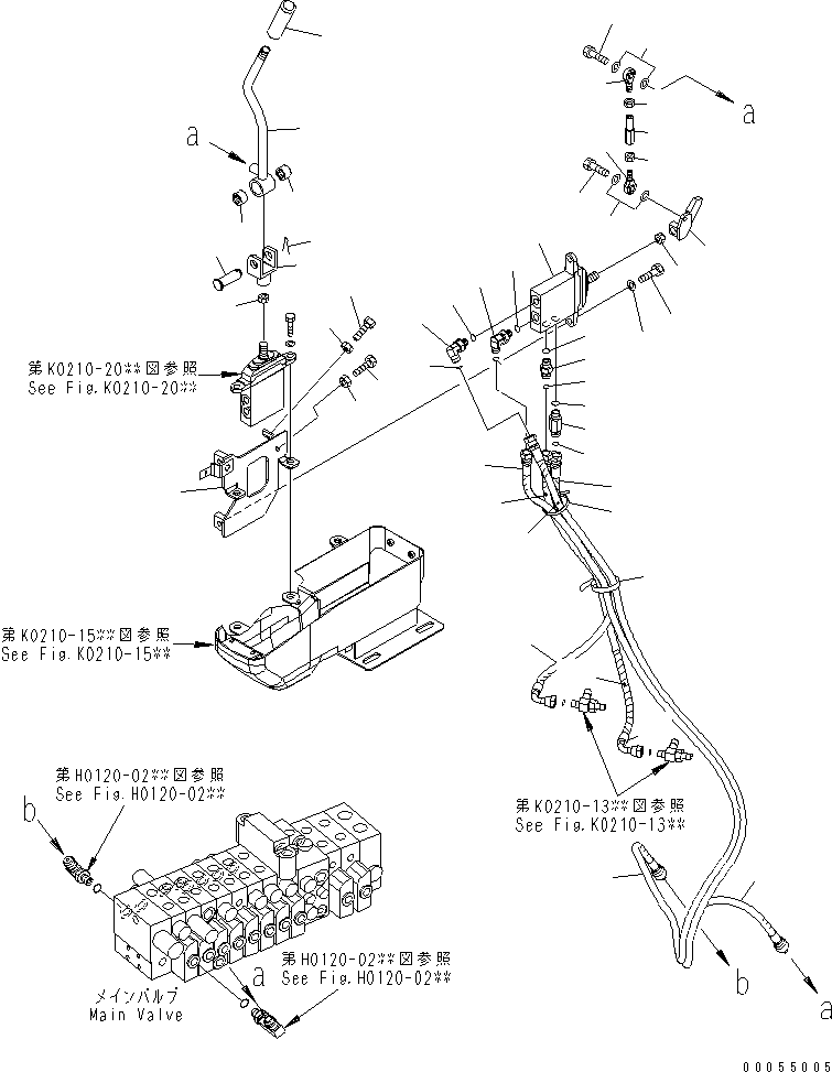 Komatsu parts book diagram for PC50MR-2 S/N 5001-UP (For North America): OPERATOR'S CAB (BLADE CONTROL LEVER AND ANGLE PIPING) (FOR PA BLADE)(#7183-)