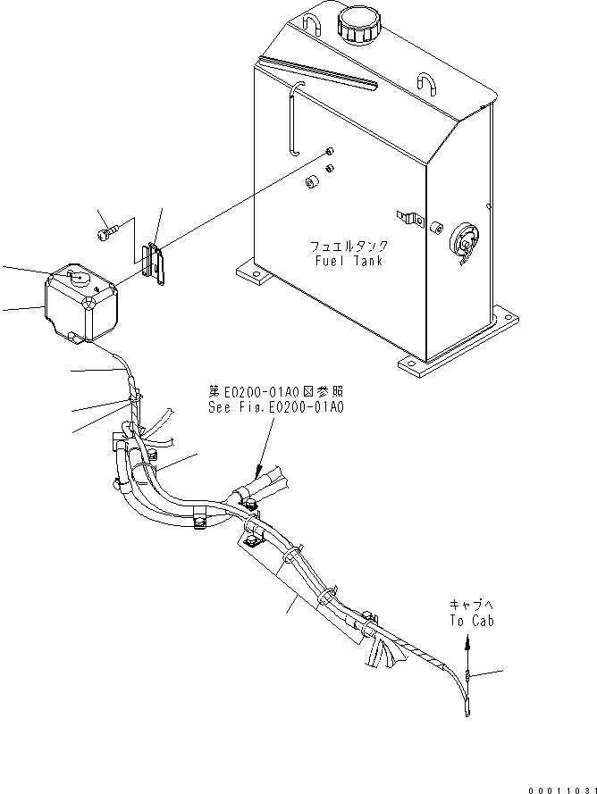 Komatsu parts book diagram for PC50MR-2 S/N 5001-UP (For North America): WINDOW WASHER (FOR CAB)