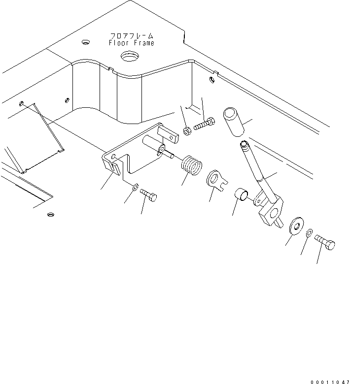 Komatsu parts book diagram for PC50MR-2 S/N 5001-UP (For North America): FLOOR FRAME (FUEL CONTROL) (CANOPY)