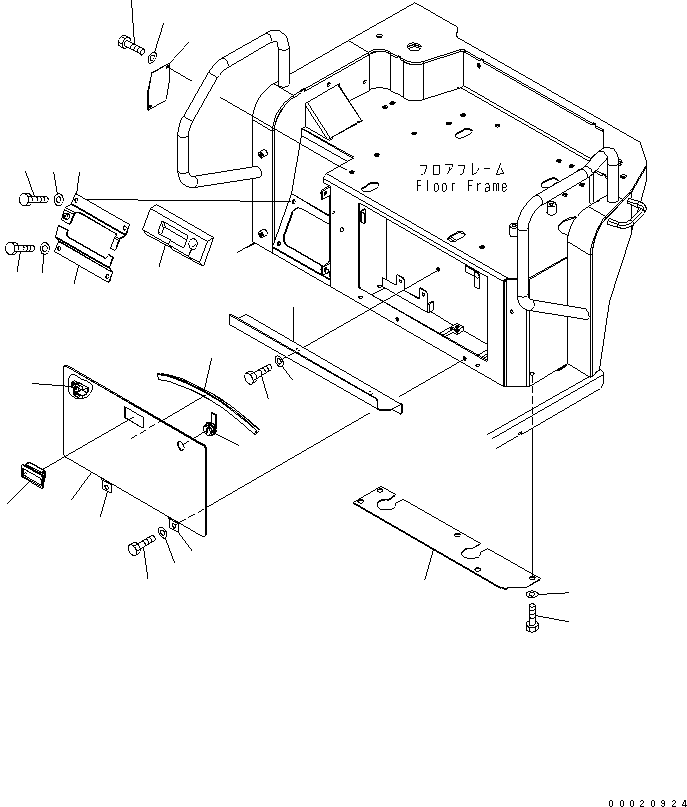 Komatsu parts book diagram for PC50MR-2 S/N 5001-UP (For North America): FLOOR FRAME (COVER) (CANOPY) (FOR POWER ANGLE POWER TILT) (FOR POWER ANGLE BLADE)