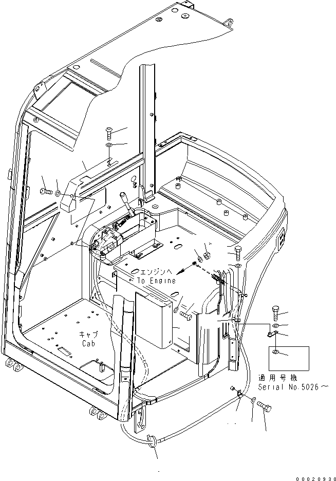 Komatsu parts book diagram for PC50MR-2 S/N 5001-UP (For North America): FLOOR COVER (FOR CAB)