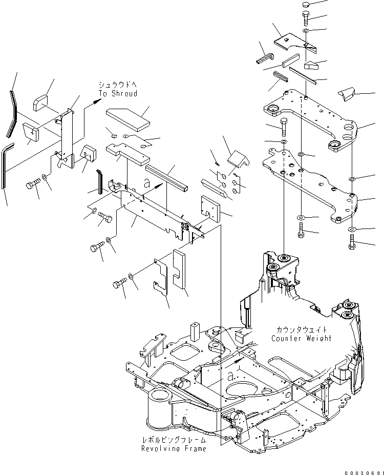 Komatsu parts book diagram for PC50MR-2 S/N 5001-UP (For North America): HOOD (MOUNT BRACKET) (FOR CANOPY)(#5001-5192)