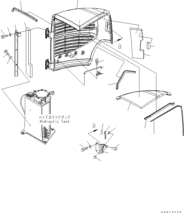 Komatsu parts book diagram for PC50MR-2 S/N 5001-UP (For North America): SIDE COVER (R.H.) (2/2) (EXCEPT JAPAN)