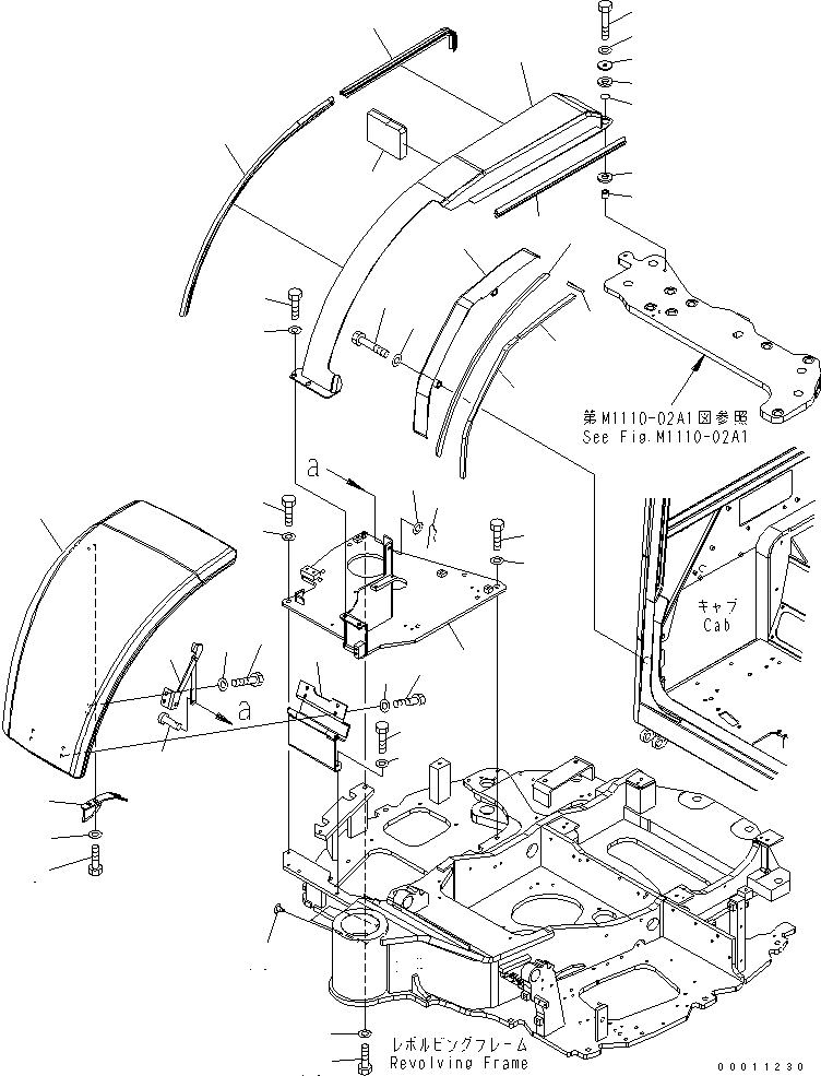Komatsu parts book diagram for PC50MR-2 S/N 5001-UP (For North America): BATTERY COVER (FOR CAB)
