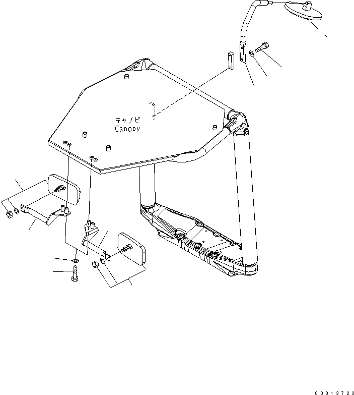 Komatsu parts book diagram for PC50MR-2 S/N 5001-UP (For North America): REAR VIEW MIRROR (RIGHT AND LEFT) (FOR CANOPY)