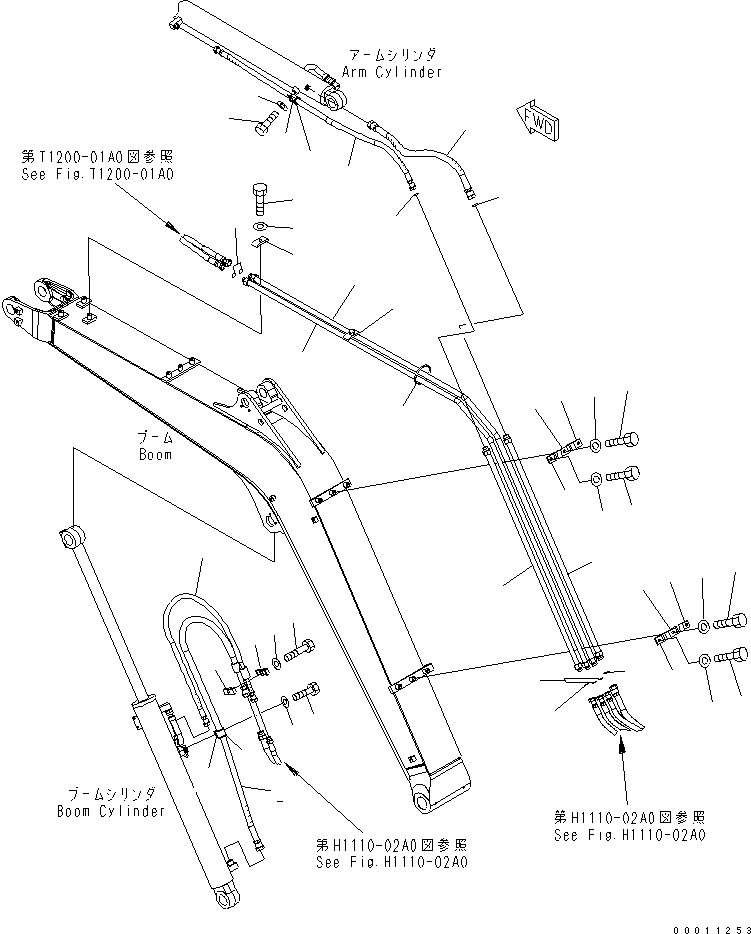 Komatsu parts book diagram for PC50MR-2 S/N 5001-UP (For North America): BOOM PIPING (HOSE)