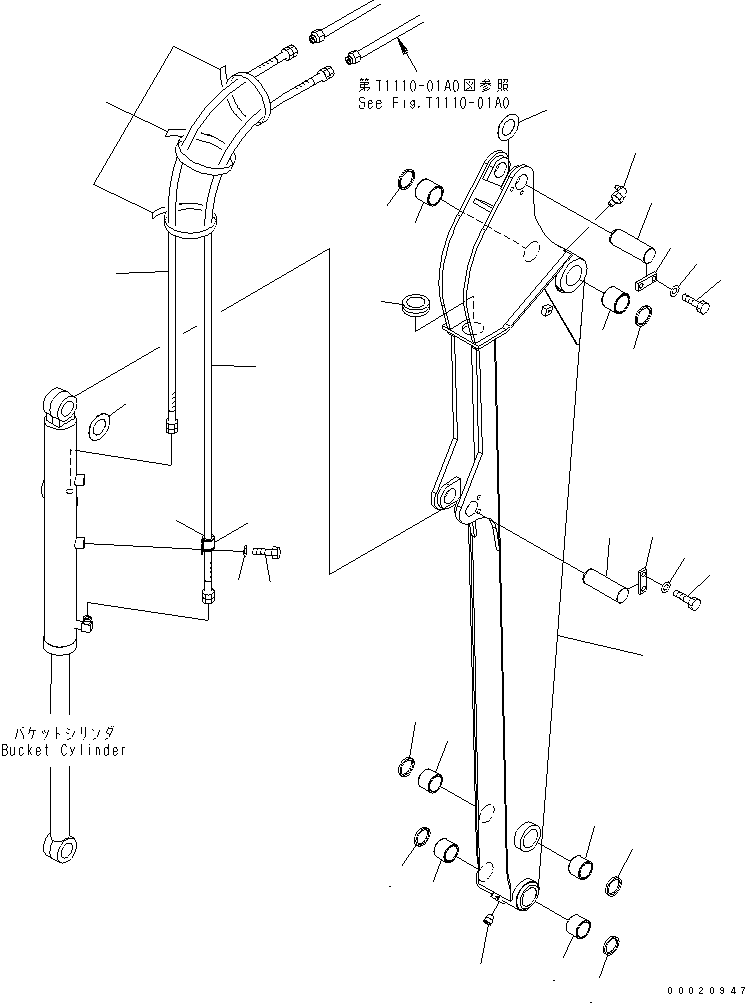 Komatsu parts book diagram for PC50MR-2 S/N 5001-UP (For North America): ARM (FOR LONG ARM)