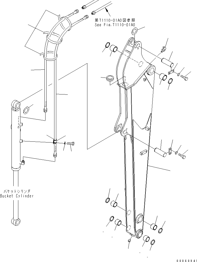 Komatsu parts book diagram for PC50MR-2 S/N 5001-UP (For North America): ARM (LONG ARM) (1-ATTACHMENT) (FOR NORTH AMERICA)