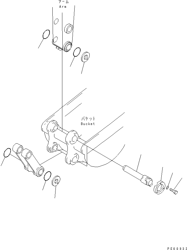 Komatsu parts book diagram for PC50MR-2 S/N 5001-UP (For North America): BUCKET PIN (SLACK ADJUST)
