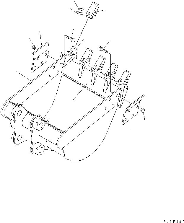 Komatsu parts book diagram for PC50MR-2 S/N 5001-UP (For North America): BUCKET ? 0.18M3 (0.16M3) 700MM WIDTH (VERTICAL PIN TYPE)