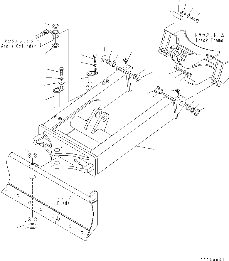 Komatsu parts book diagram for PC50MR-2 S/N 5001-UP (For North America): BLADE (FRAME) (FOR POWER ANGLE BLADE)