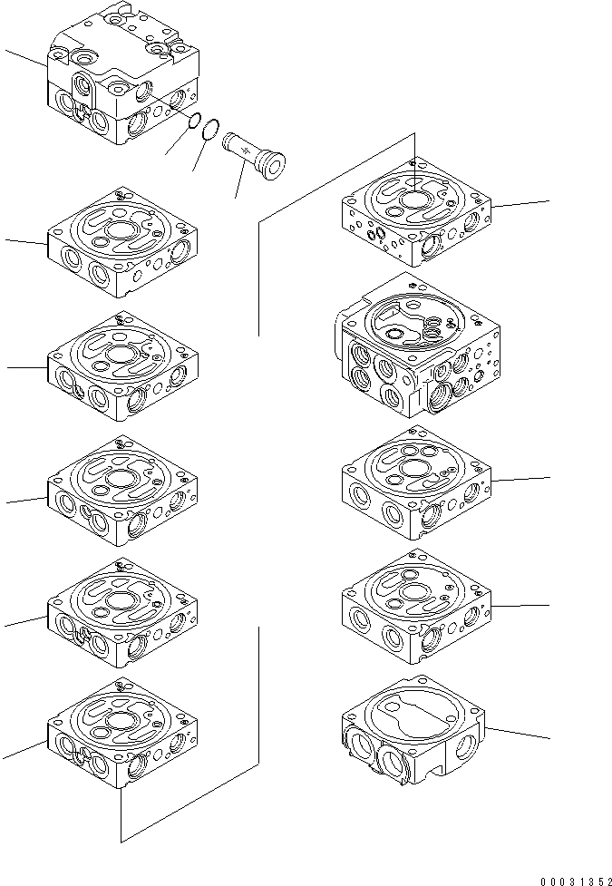 Komatsu parts book diagram for PC50MR-2 S/N 5001-UP (For North America): MAIN VALVE (9-VALVE) (1/22)(#5261-)