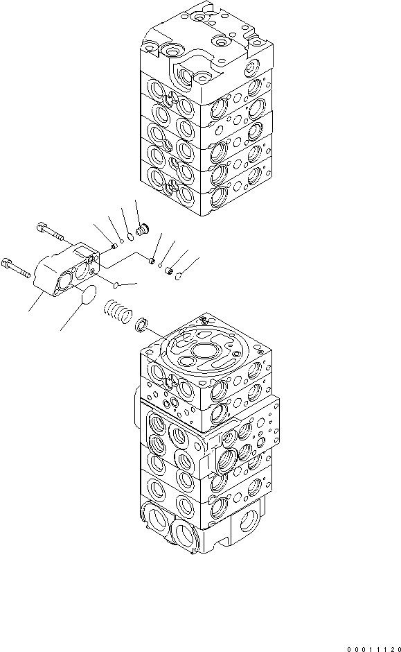 Komatsu parts book diagram for PC50MR-2 S/N 5001-UP (For North America): MAIN VALVE (9-VALVE) (7/22)