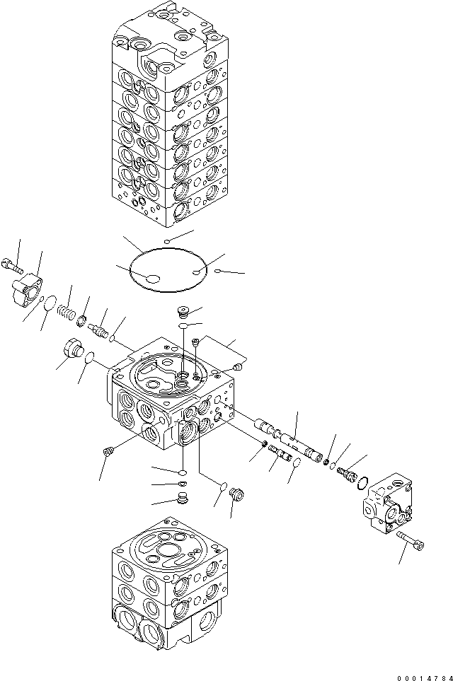 Komatsu parts book diagram for PC50MR-2 S/N 5001-UP (For North America): MAIN VALVE (9-VALVE) (14/22) (70L/MIN)
