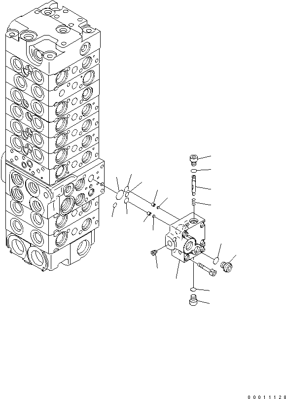 Komatsu parts book diagram for PC50MR-2 S/N 5001-UP (For North America): MAIN VALVE (9-VALVE) (15/22) (70L/MIN)