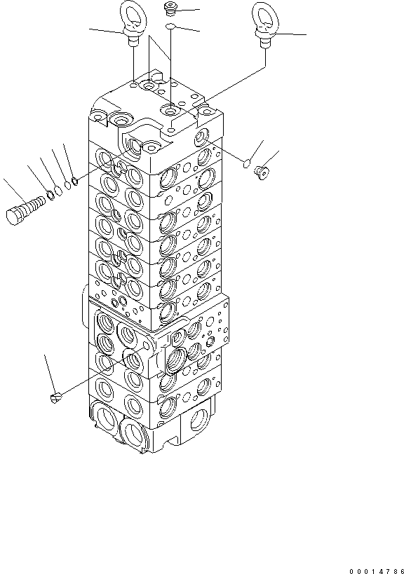 Komatsu parts book diagram for PC50MR-2 S/N 5001-UP (For North America): MAIN VALVE (9-VALVE) (19/22) (70L/MIN)(#5001-5260)