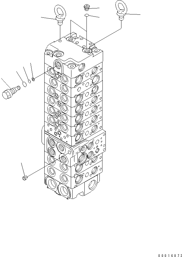 Komatsu parts book diagram for PC50MR-2 S/N 5001-UP (For North America): MAIN VALVE (9-VALVE) (19/22) (70L/MIN)(#5261-)